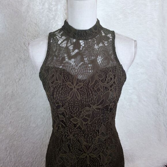 XHILARATION OLIVE GREEN LACE HALTER DRESS SZ.M EUC - Picture 5 of 11
